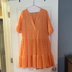 ESQUALO Tangerine Pleated Dress